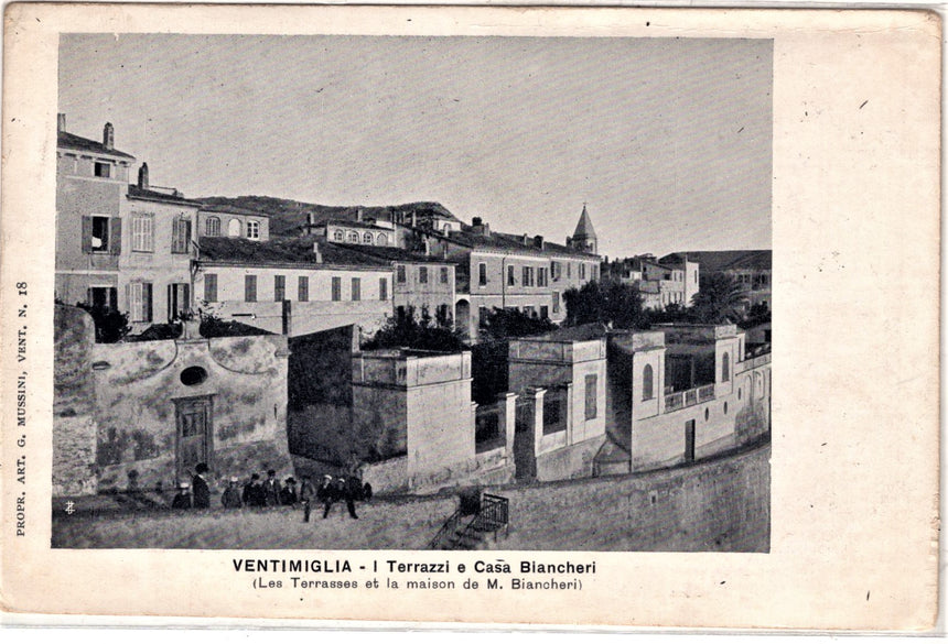 Cartolina antica Ventimiglia i Terrazzi e casa Bianchieri