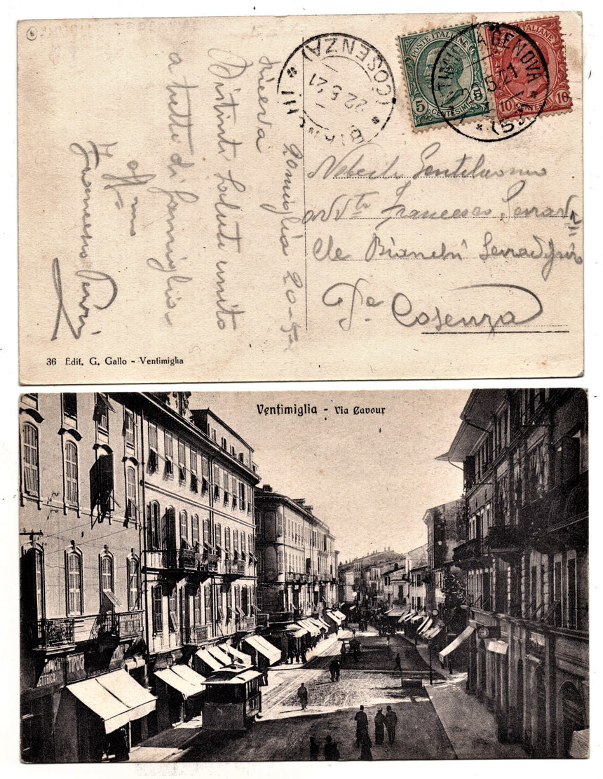 Cartolina antica Ventimiglia via Cavour