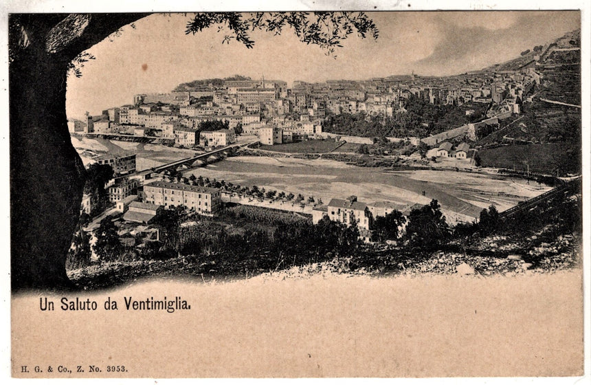 Cartolina antica Ventimiglia un saluto panorama