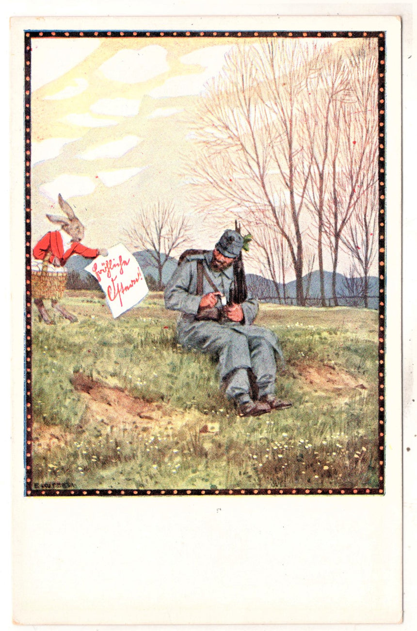 Cartolina antica Croce Rossa, Rotes Kreuz, Red Cross Nr. 52-6 Frohliche Ostern