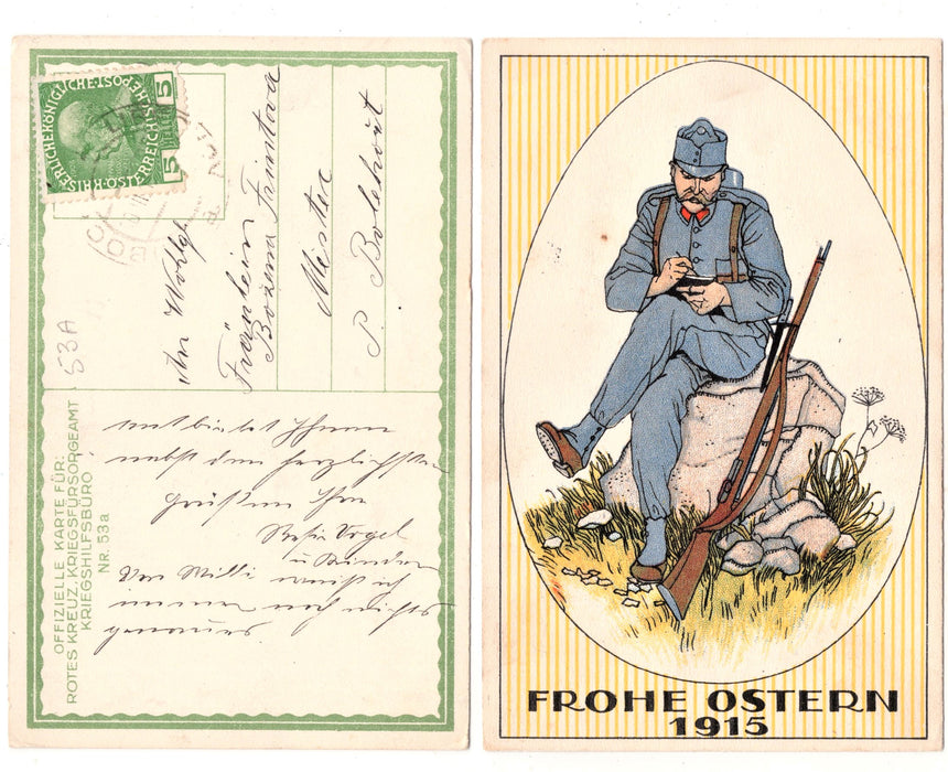 Cartolina antica Croce Rossa, Rotes Kreuz, Red Cross Nr. 53-a Frohe Ostern 1915