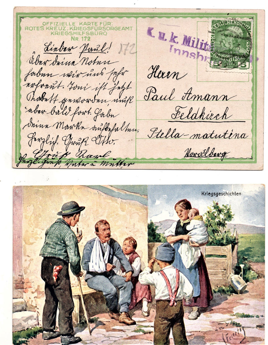 Cartolina antica Croce Rossa, Rotes Kreuz, Red Cross Nr. 172 Kriegsgeschichten