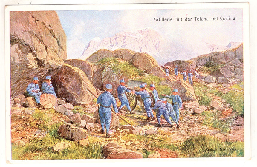 Cartolina antica Croce Rossa, Rotes Kreuz, Red Cross Nr. 213 artillerie bei Cortina