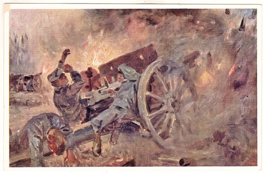 Cartolina antica Croce Rossa, Rotes Kreuz, Red Cross Nr. 445 batterie im feuer