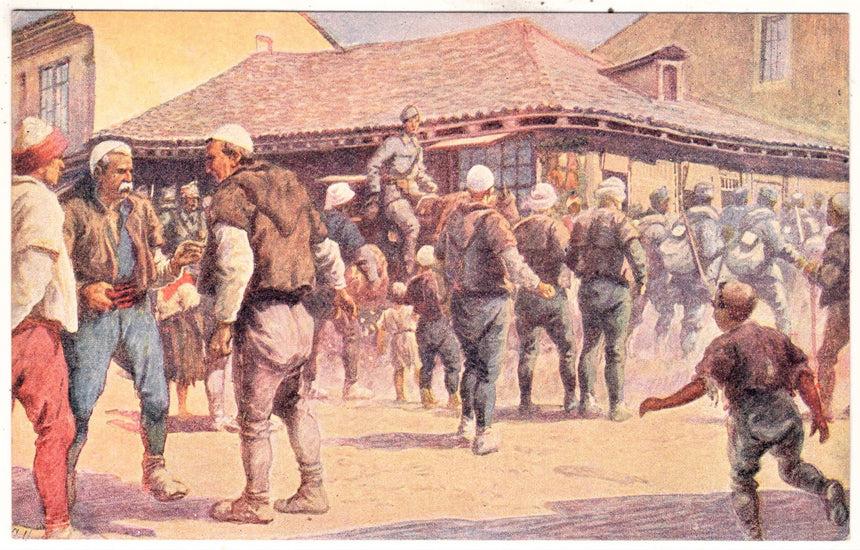 Cartolina antica Croce Rossa, Rotes Kreuz, Red Cross Nr. 606 unsere soldaten in albanien