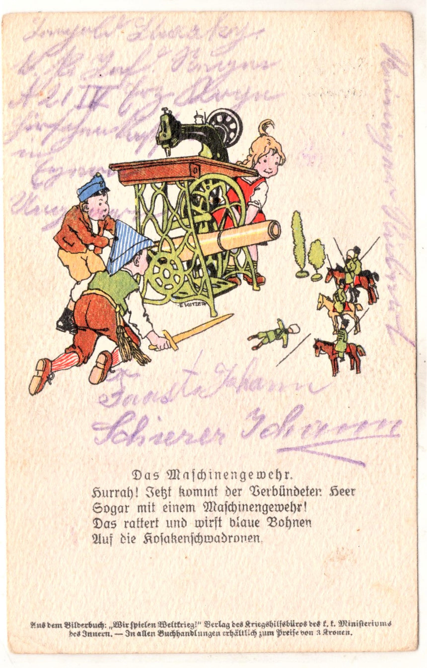 Cartolina antica Croce Rossa, Rotes Kreuz, Red Cross Nr. 74-10 das maschinengewehr