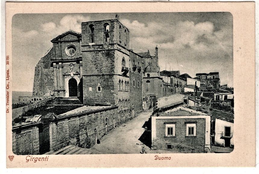 Cartolina antica Agrigento Girgenti il Duomo