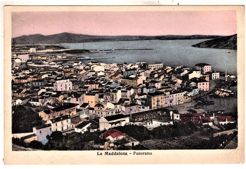 Cartolina antica La Maddalena panorama Sassari