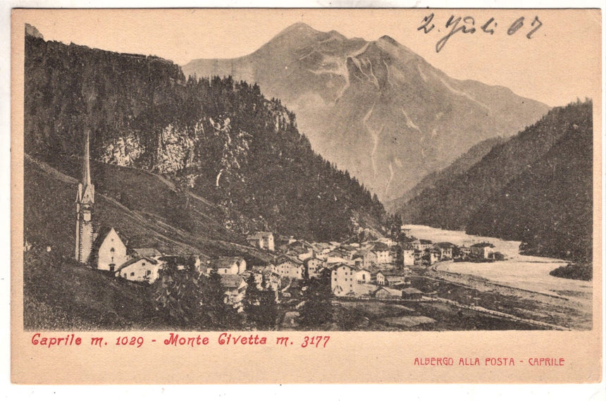 Cartolina antica Caprile albergo alla posta  Belluno