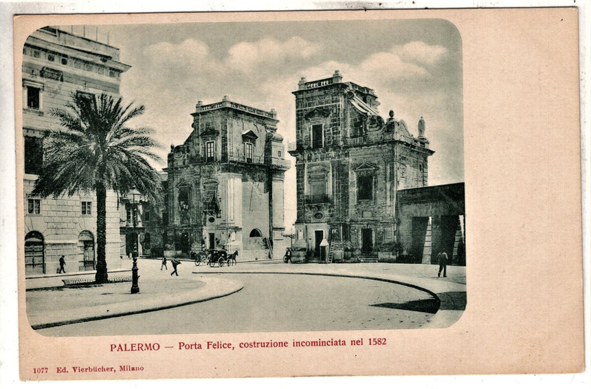 Cartolina antica Palermo porta Felice