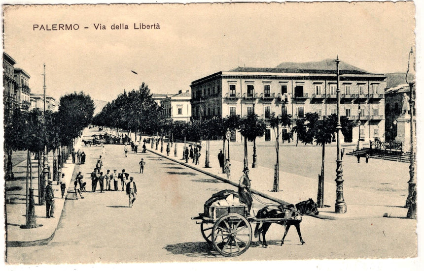 Cartolina antica Palermo via della Libertà