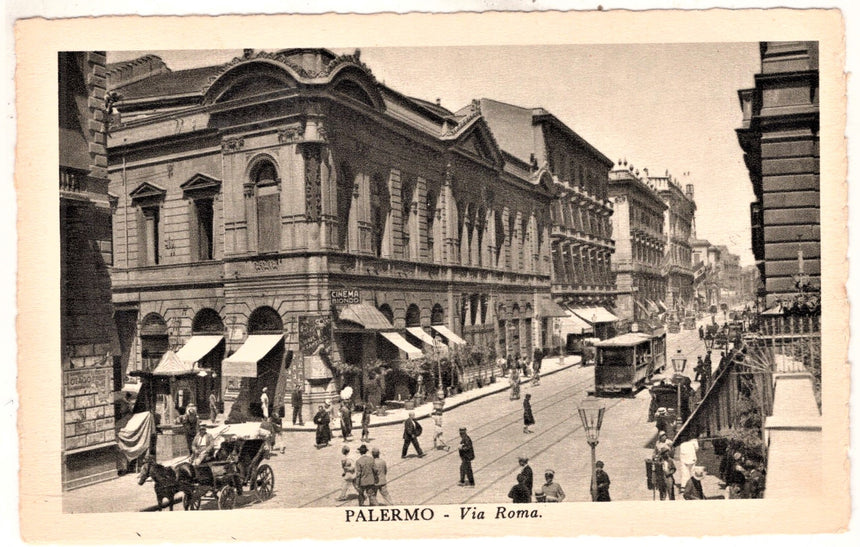 Cartolina antica Palermo via Roma