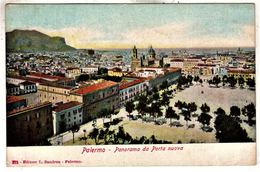 Cartolina antica Palermo panorama da porta nuova