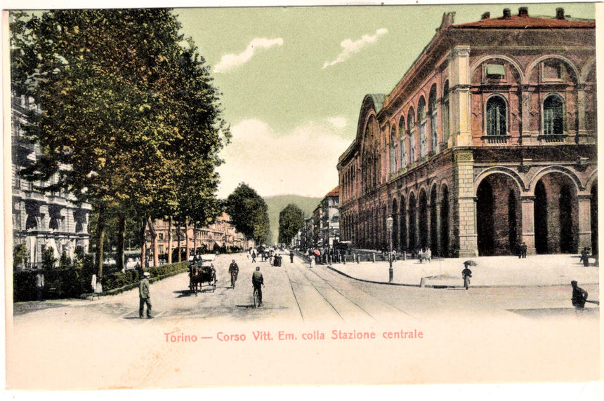 Cartolina antica Torino corso V.Emanuele e stazione