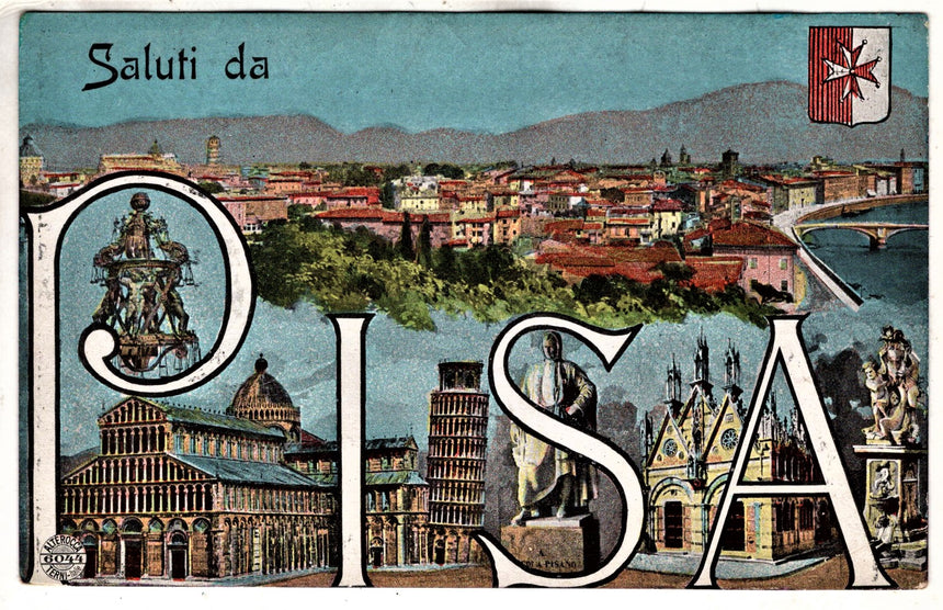 Cartolina antica Pisa saluti