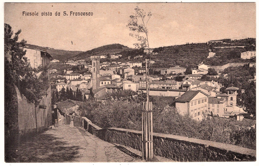 Cartolina antica Fiesole vista da San Francesco