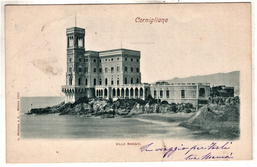 Cartolina antica Cornigliano villa Raggio Genova