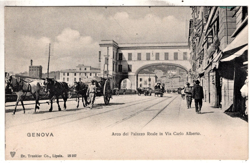 Cartolina antica Genova arco del palazzo Reale