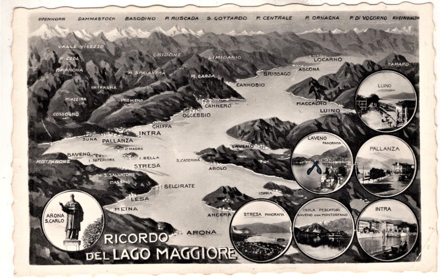 Cartolina antica Ricordo del lago Maggiore