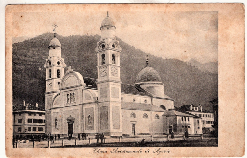 Cartolina antica Chiesa di Agordo Belluno