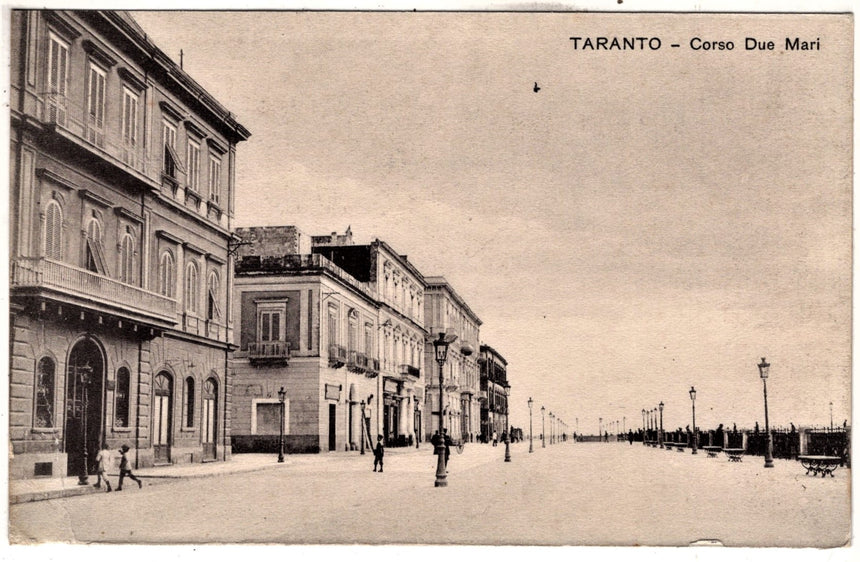 Cartolina antica Taranto corso due mari