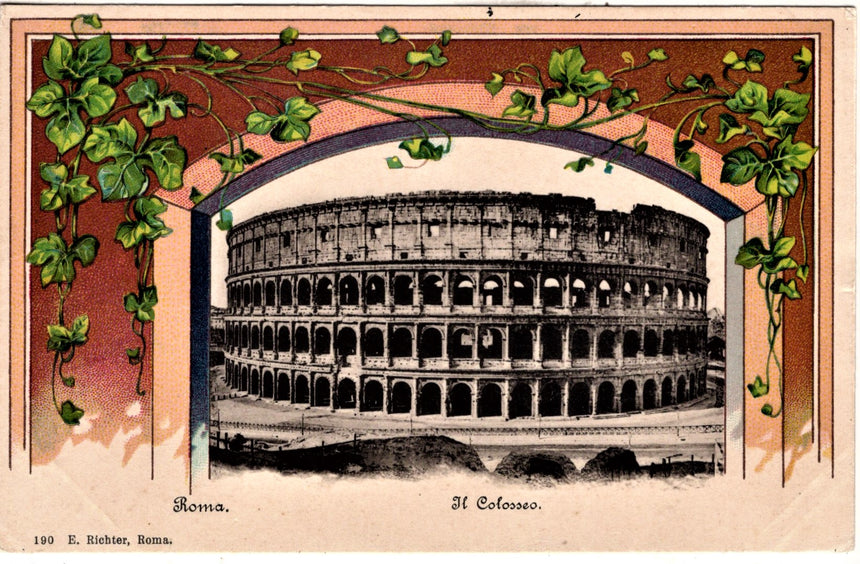 Cartolina antica Roma il Colosseo