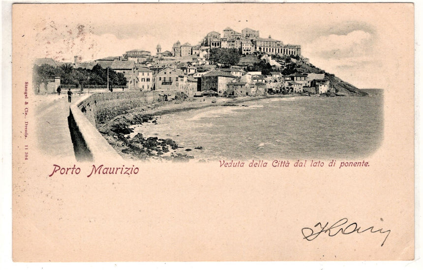 Cartolina antica Porto Maurizio panorama Imperia sped. Da Venezia per Lubiana