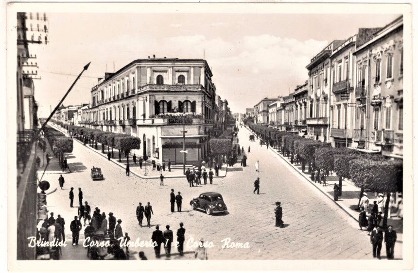 Cartolina antica Brindisi corso Umberto I e corso Roma