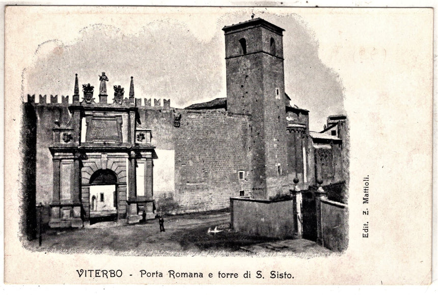 Cartolina antica Viterbo porta Romana