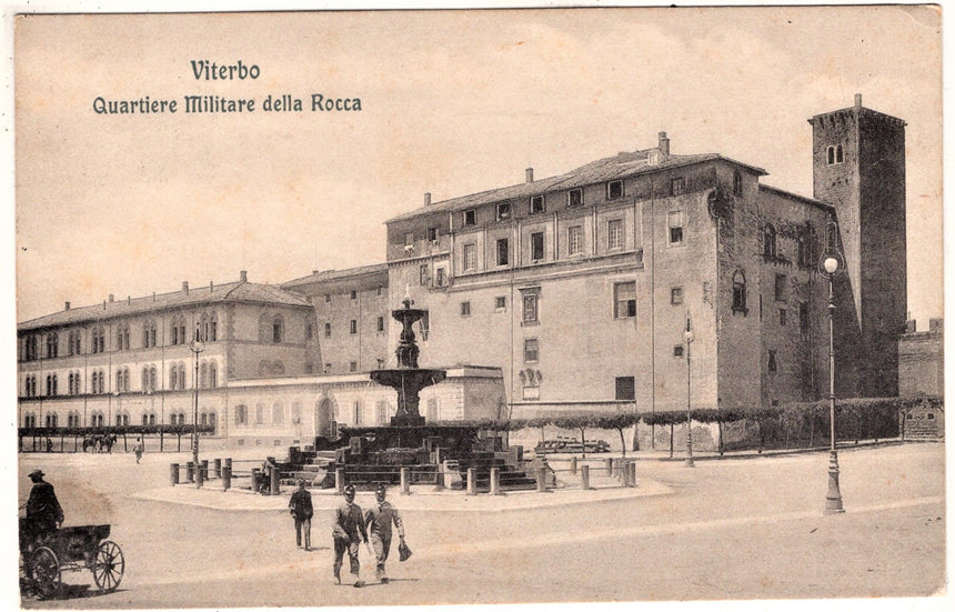 Cartolina antica Viterbo quartiere militare della Rocca