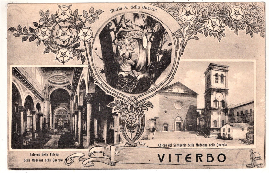 Cartolina antica Viterbo chiesa Santa Maria della Quercia