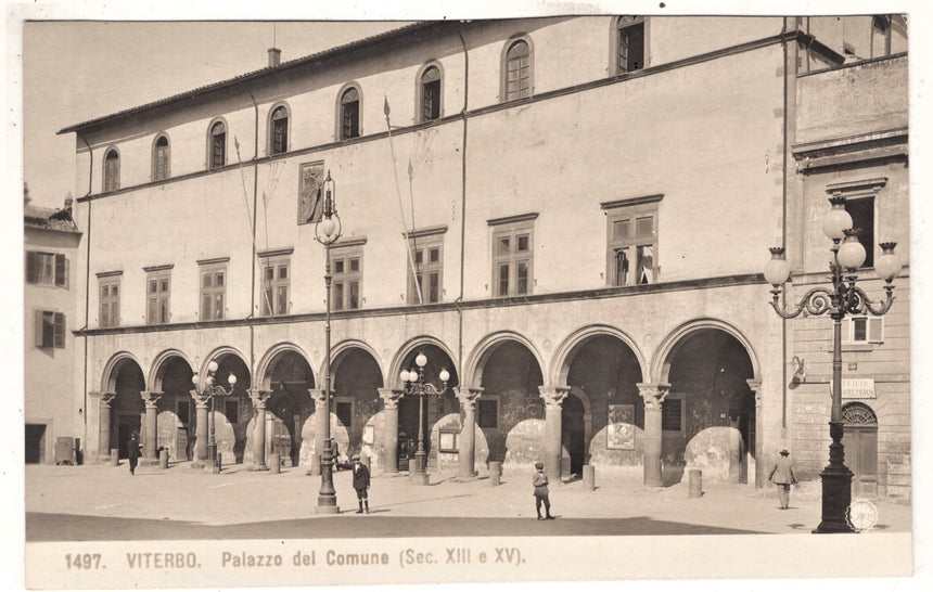 Cartolina antica Viterbo palazzo del comune