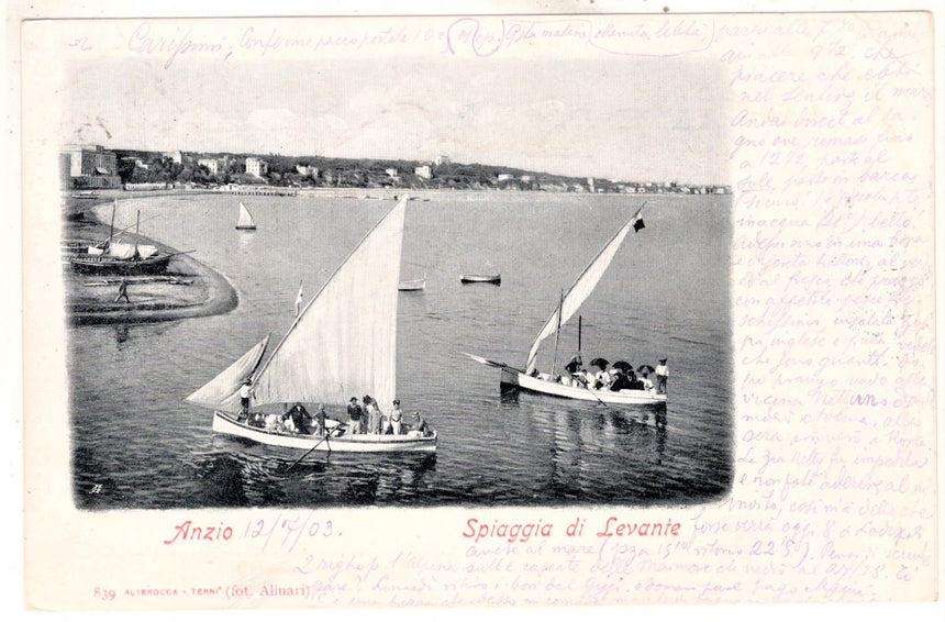 Cartolina antica Anzio la spiaggia di Levante