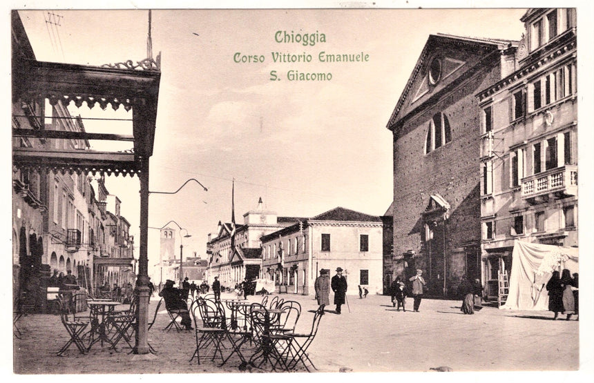 Cartolina antica Chioggia corso V.Emanuele San Giacomo