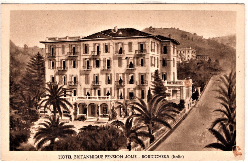 Cartolina antica Bordighera Hotel Britannique pension Jole