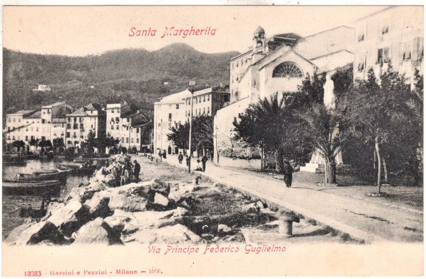 Cartolina antica Santa Margherita via Federico Guglielmo Genova