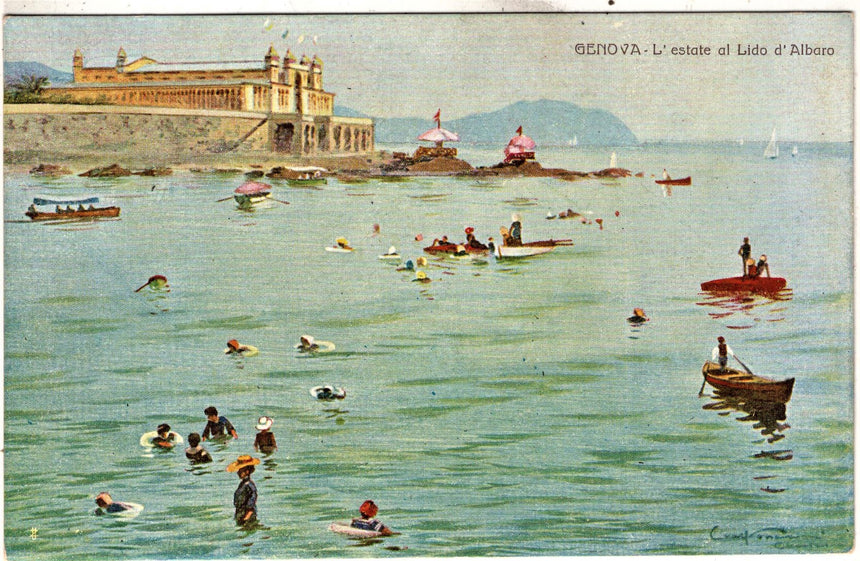 Cartolina antica Genova lido d Albara