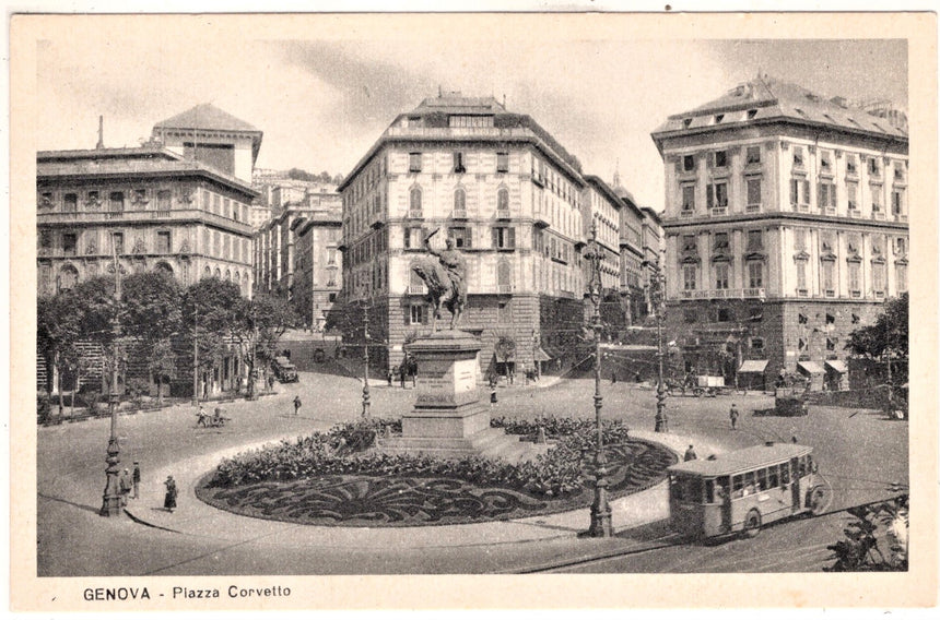 Cartolina antica Genova piazza Corvetto