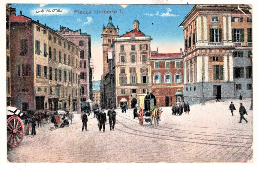 Cartolina antica Genova piazza Umberto I