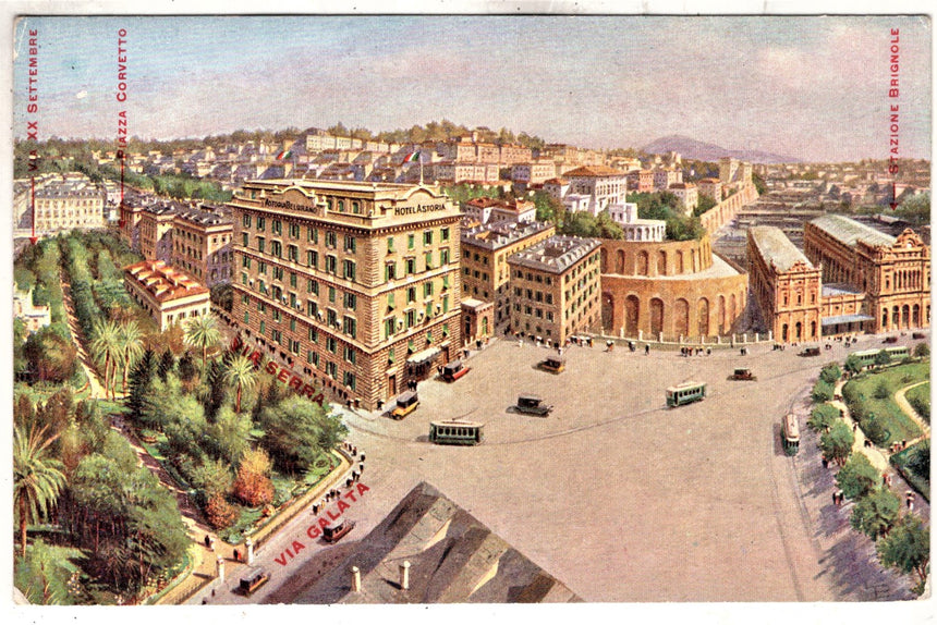 Cartolina antica Genova Hotel Astoria e Belgrano