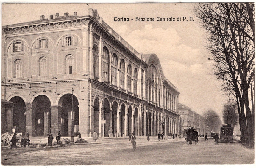 Cartolina antica Torino stazione centrale