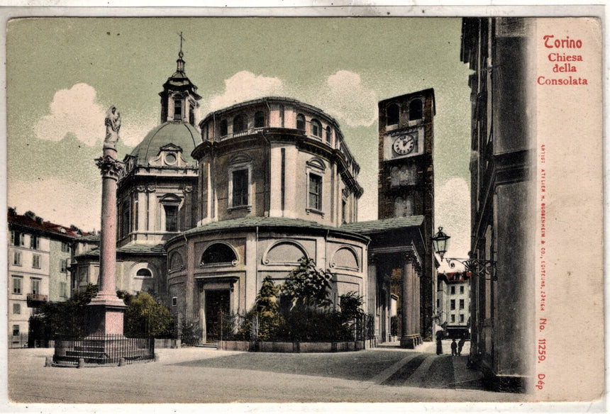 Cartolina antica Torino chiesa della Concordia