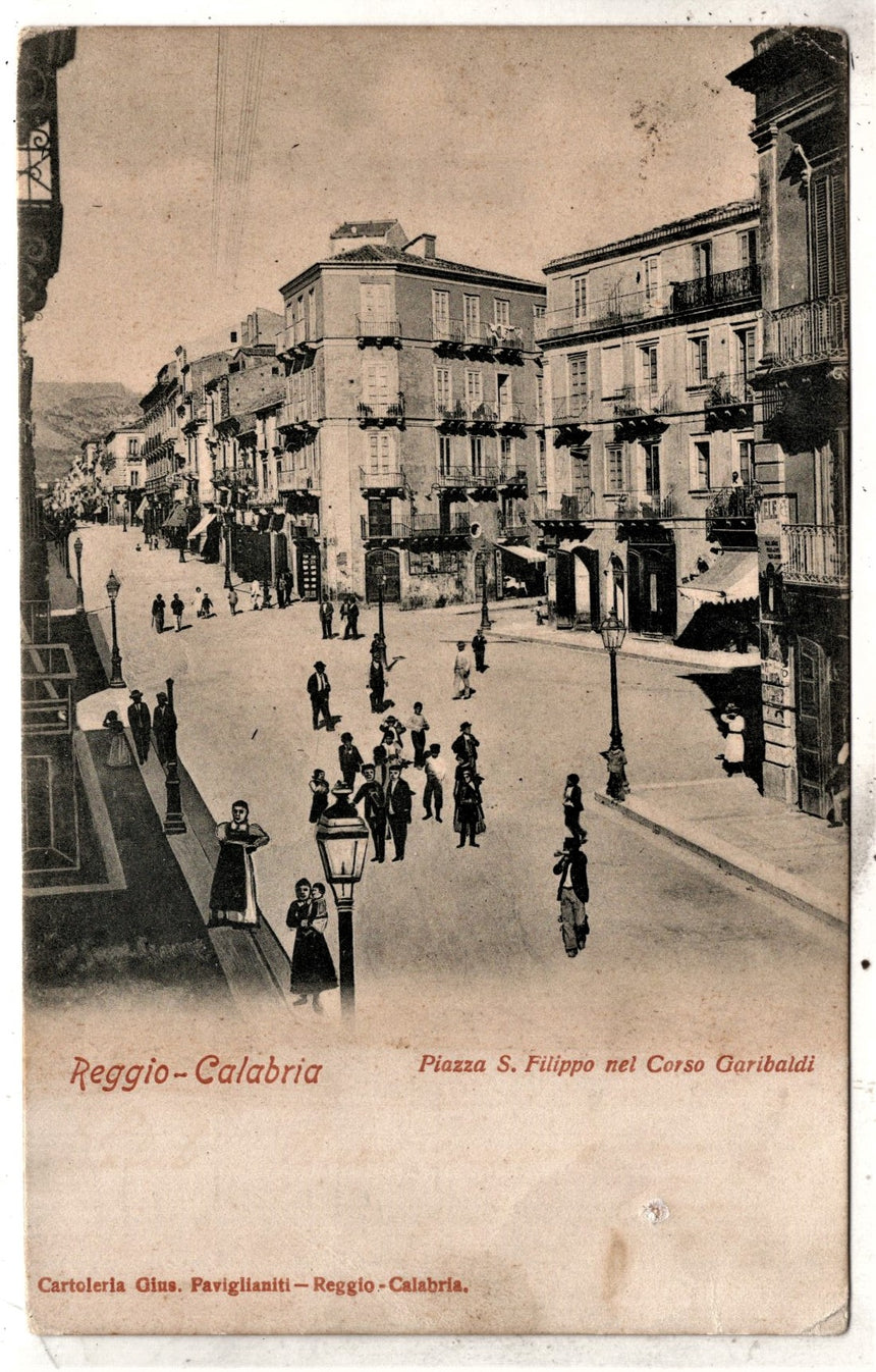 Cartolina antica Reggio Calabria piazza San Filippo