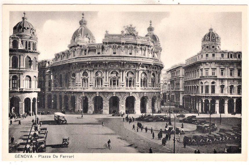 Cartolina antica Genova piazza De Ferrari