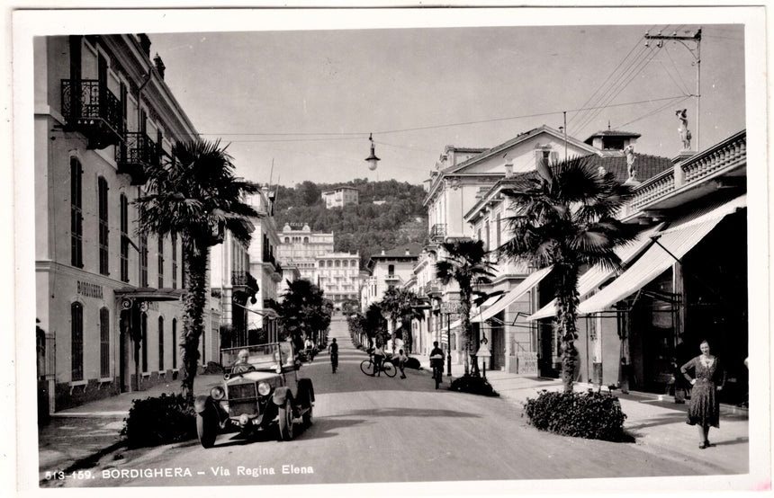 Cartolina antica Bordighera via Regina Elena