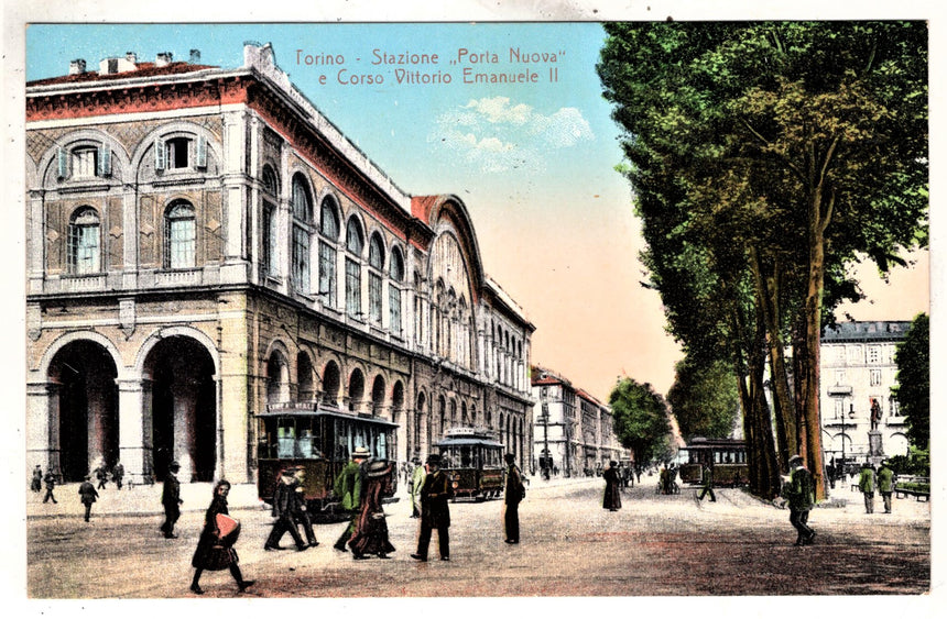 Cartolina antica Torino stazione porta nuova