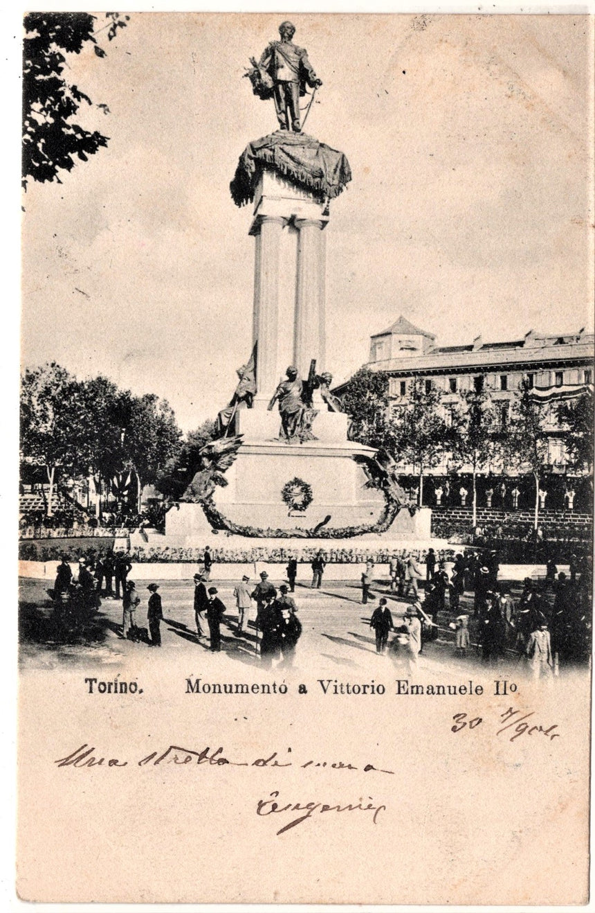 Cartolina antica Torino monumento a V. Emanuele II