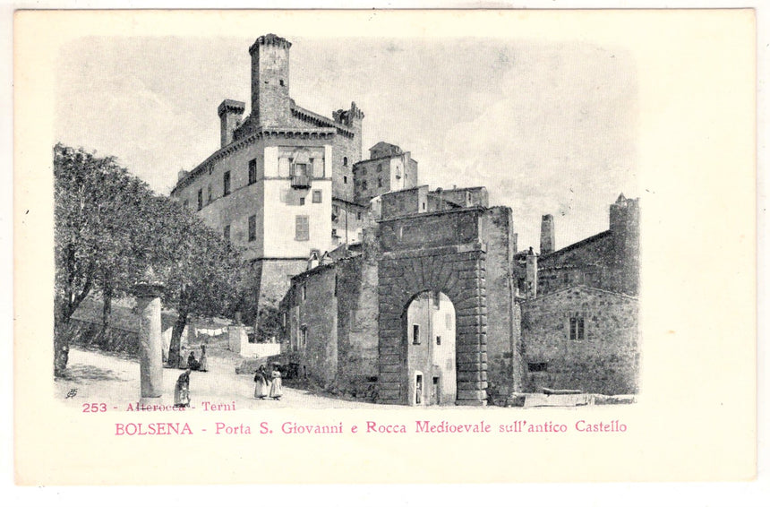 Cartolina antica Bolsena porta S.Giovanni e rocca medioevale Viterbo