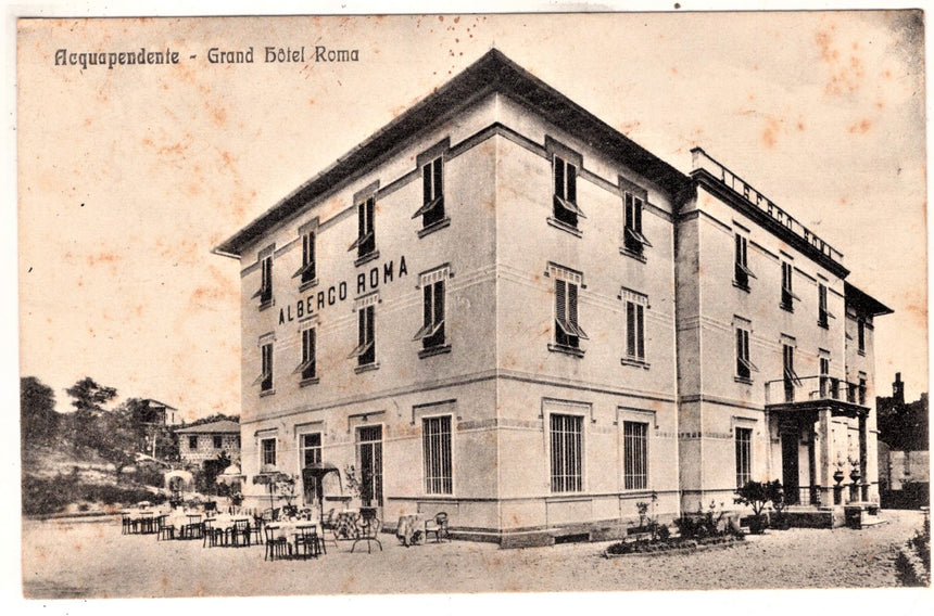 Cartolina antica Acquapendente grand Hotel Roma del cav. Marziali