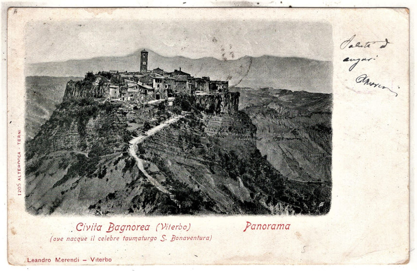 Cartolina antica Civita Bagnorea panorama Viterbo